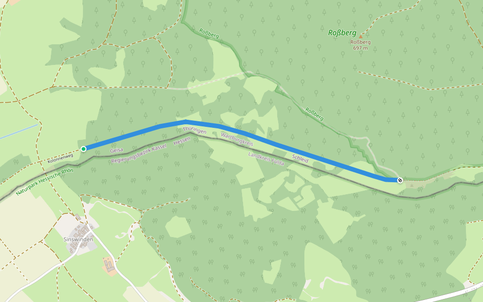 "Grünes Band" Weg / zugewachsen + eingezäunt walking route map in Schleid