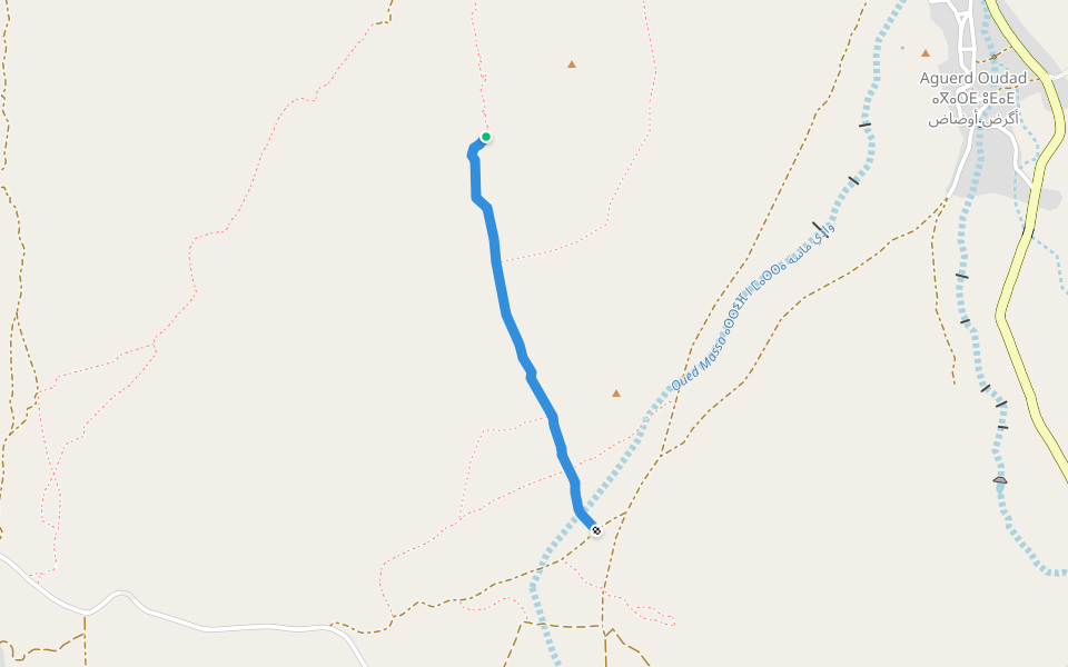 Montée vers Rochers Peints walking route map in Tafraoute