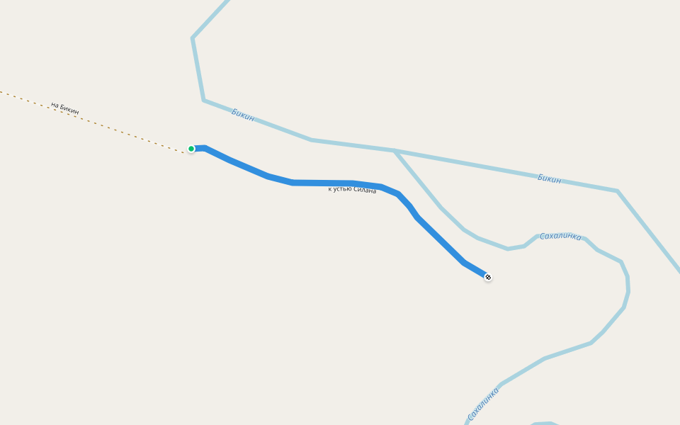 к устью Силана walking route map in Blagoveshchenka