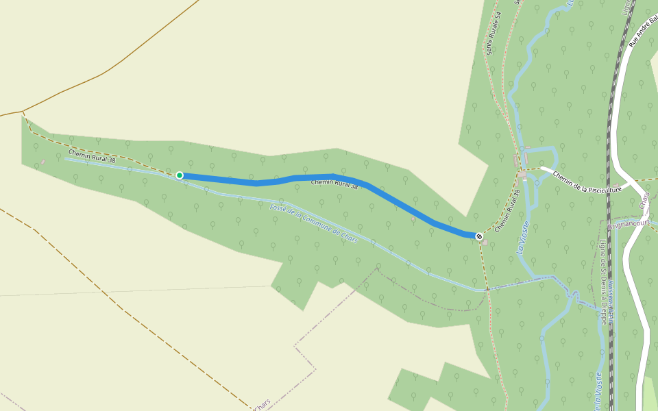Chemin Rural 38 walking route map in Chars