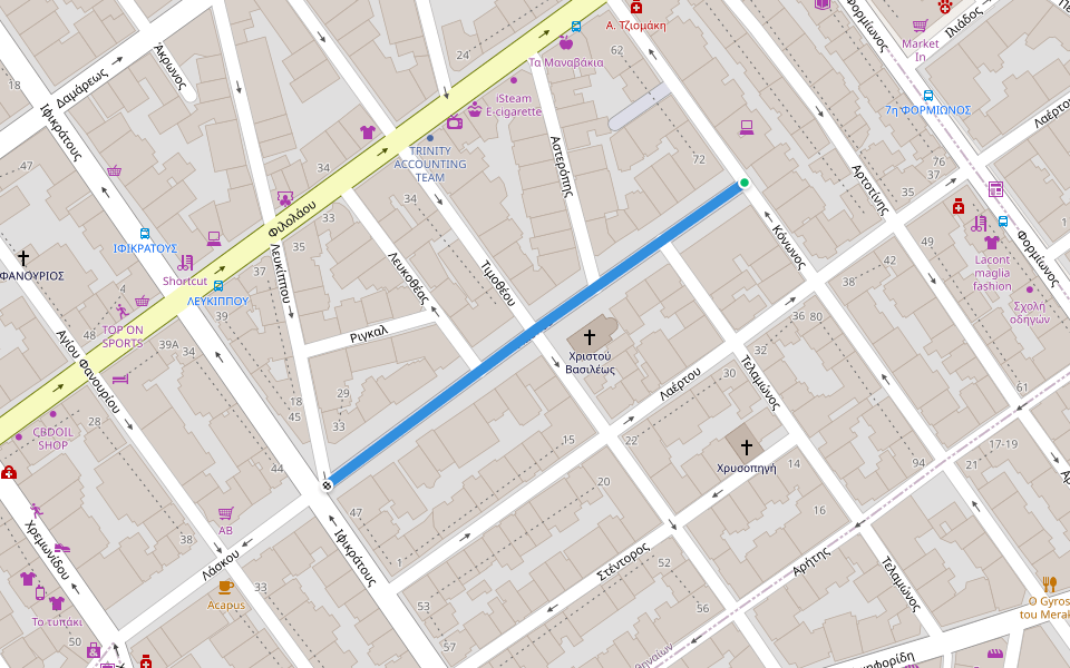 Λάσκου walking route map in Athina