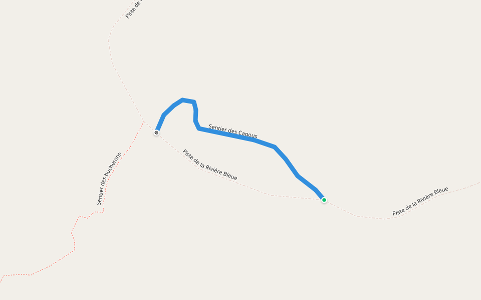 Sentier des Cagous walking route map in La Coulee