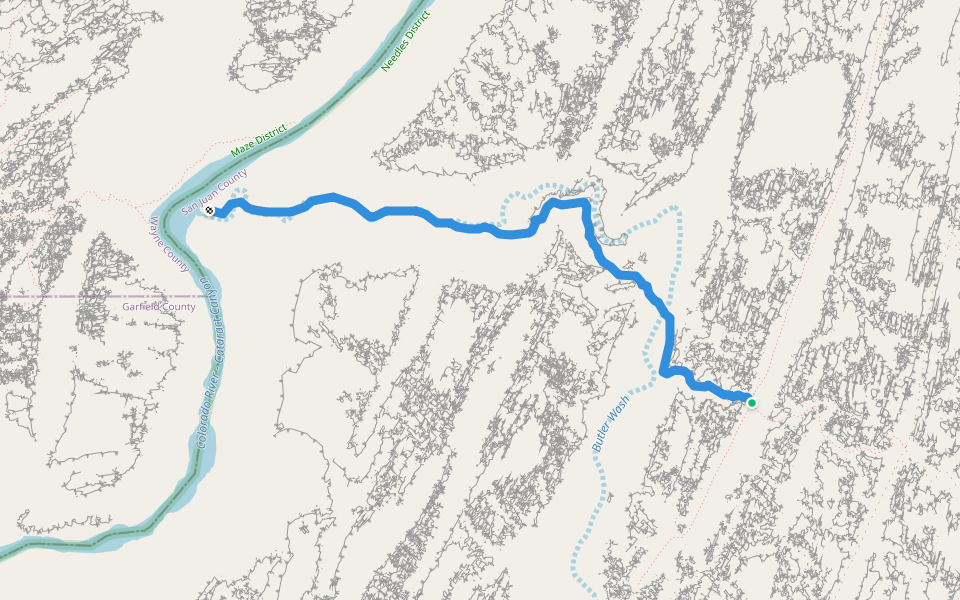 Red Lake Canyon Trail walking route map in Monticello