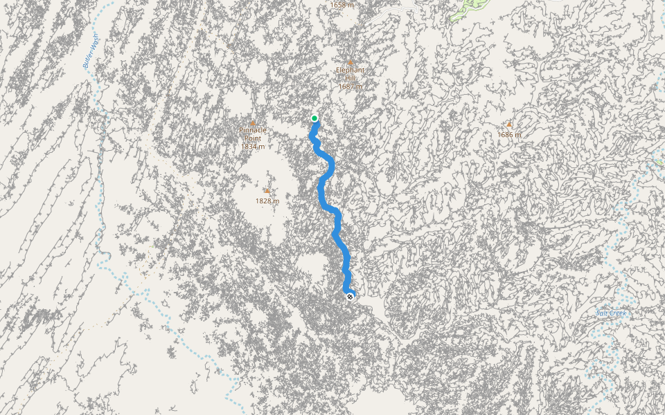 Druid Arch Trail walking route map in Monticello
