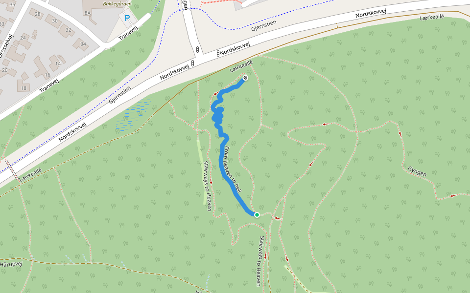 From heaven to hell walking route map in Silkeborg