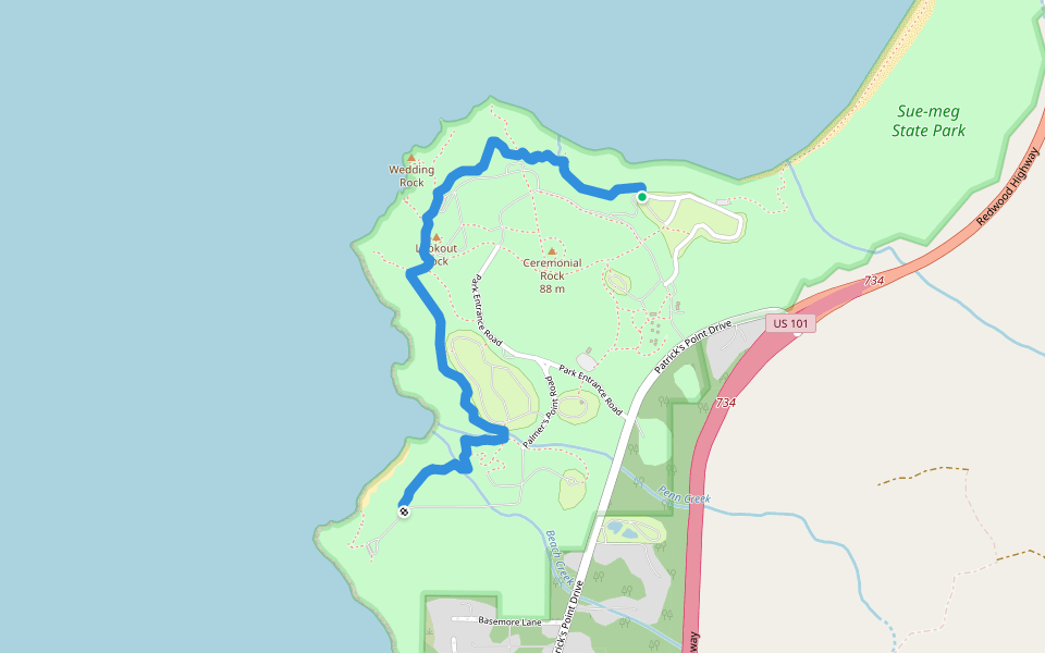 Rim Trail walking route map in Trinidad