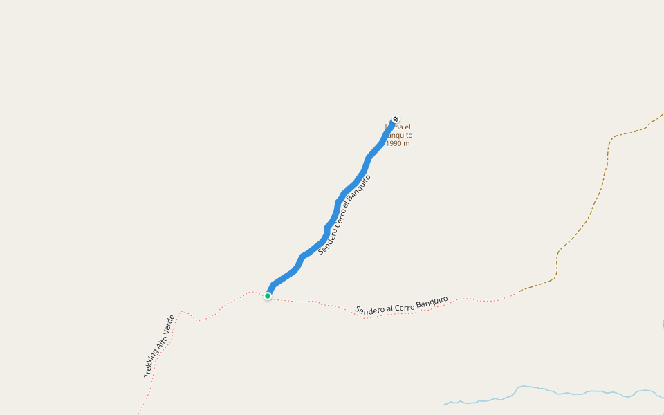 Sendero Cerro el Banquito walking route map in Iglesia