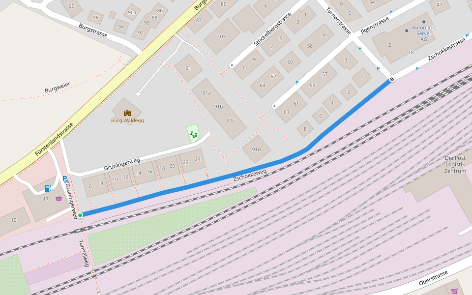 Zschokkeweg walking route map in St. Gallen