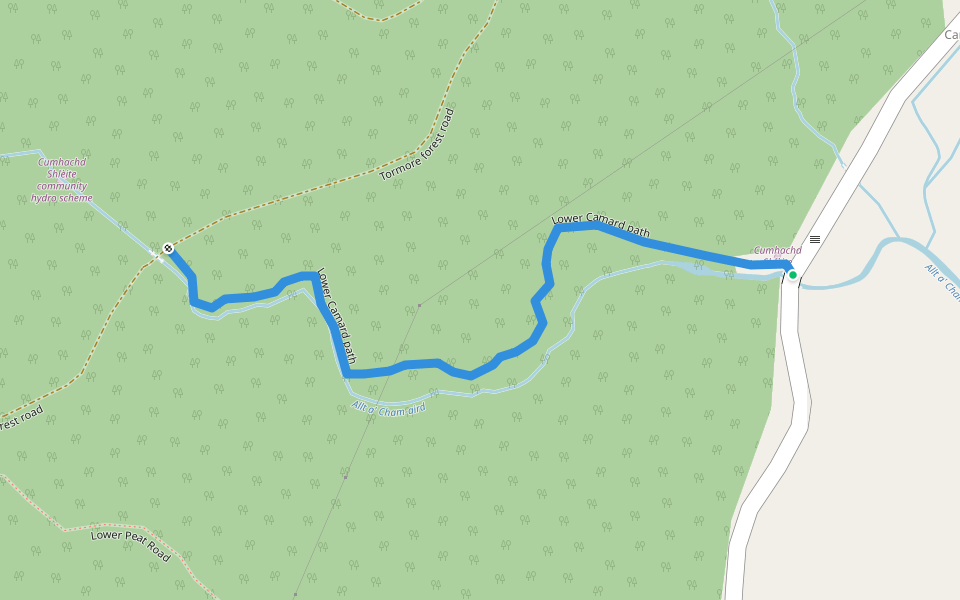 Lower Camard path walking route map in Ardvasar