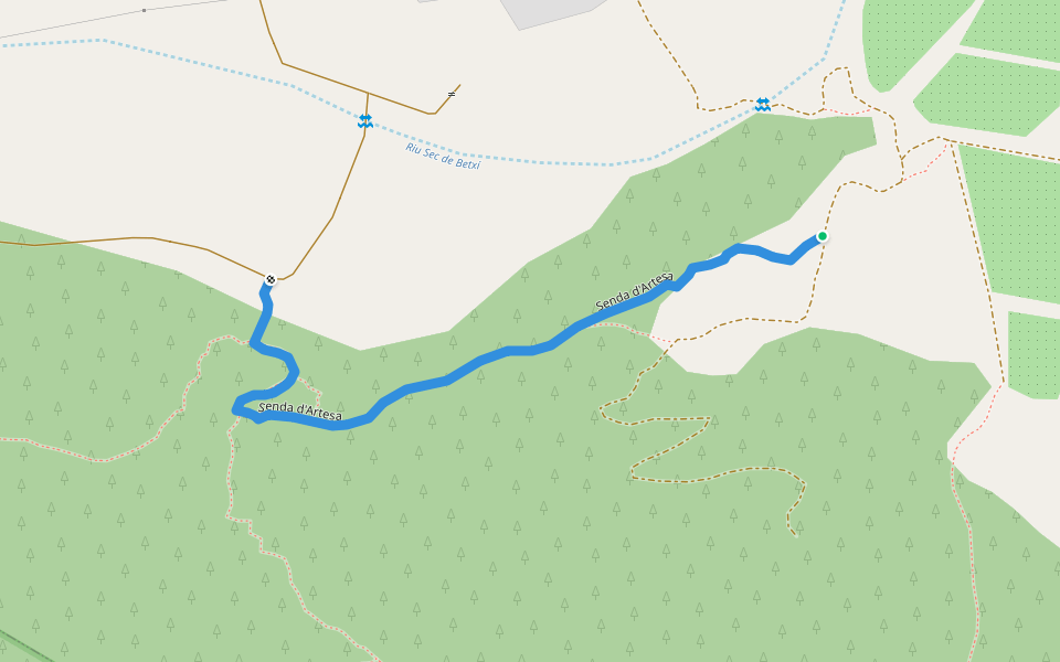 Senda d'Artesa walking route map in Artesa
