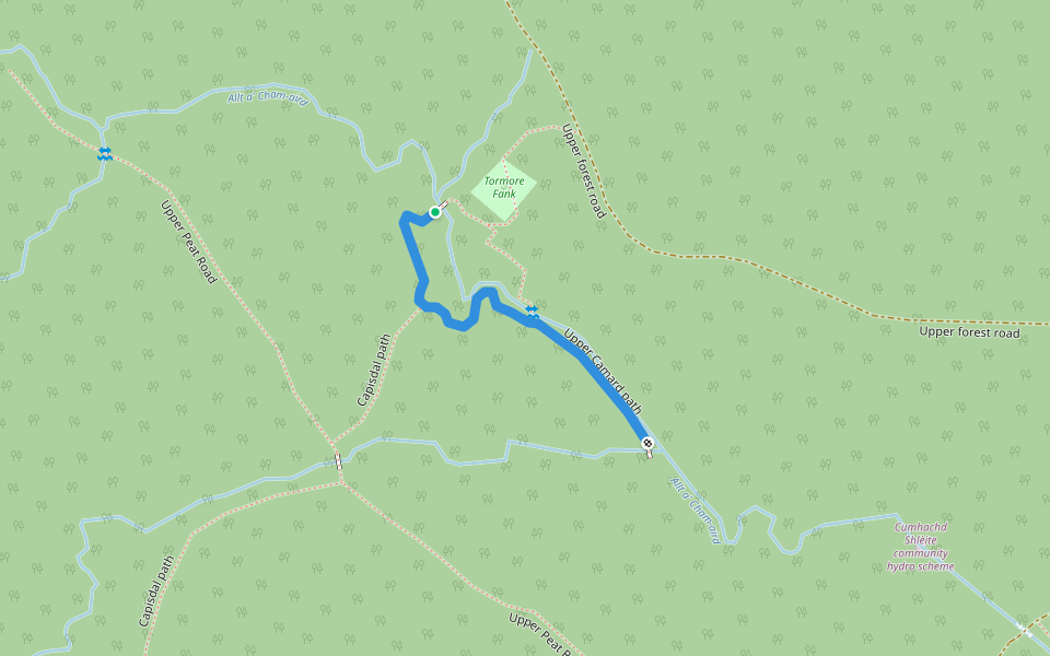 Upper Camard path walking route map in Ardvasar