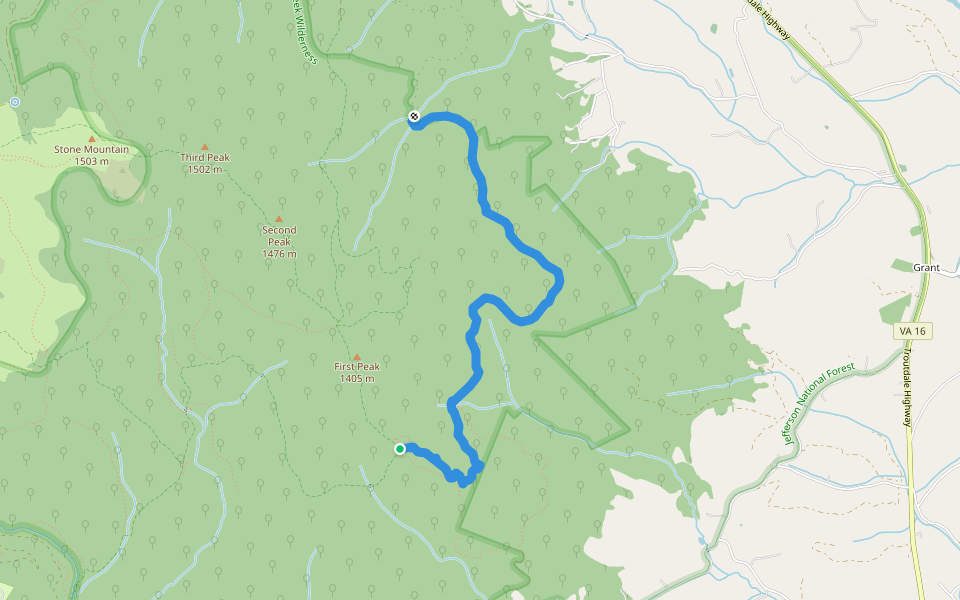 Hightree Rock Trail walking route map in Mouth of Wilson