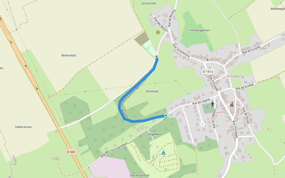 Ligne de Lutzelbourg à Drulingen walking route map in Vilsberg