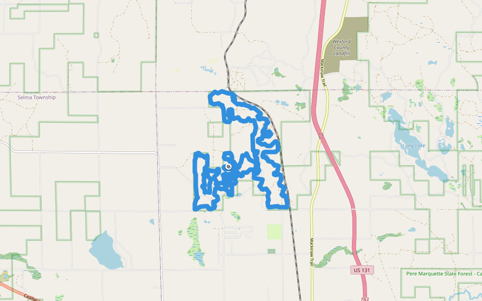 Missaukee Junction ORV trail walking route map in Cadillac