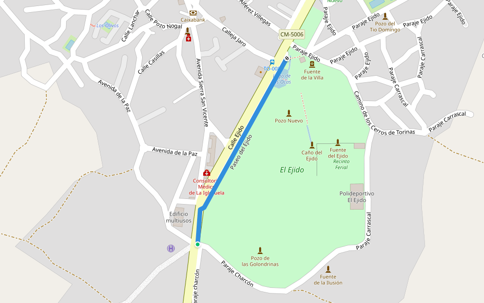 Paseo del Ejido walking route map in La Iglesuela del Tiétar