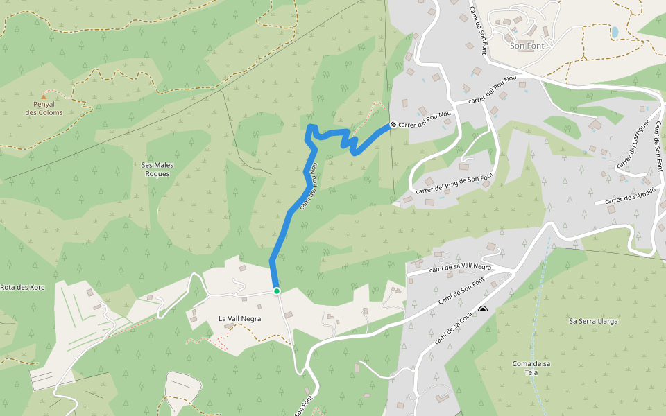 camí del Pou Nou walking route map in Calvià