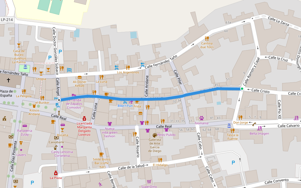 Calle del Medio walking route map in Los Llanos