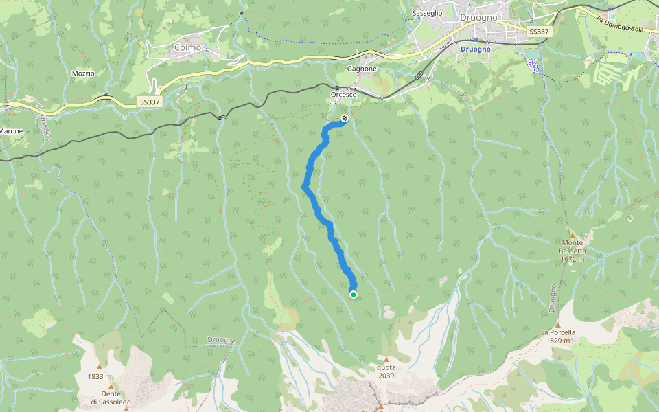 Sentiero ABBANDONATO walking route map in Gagnone-orcesco