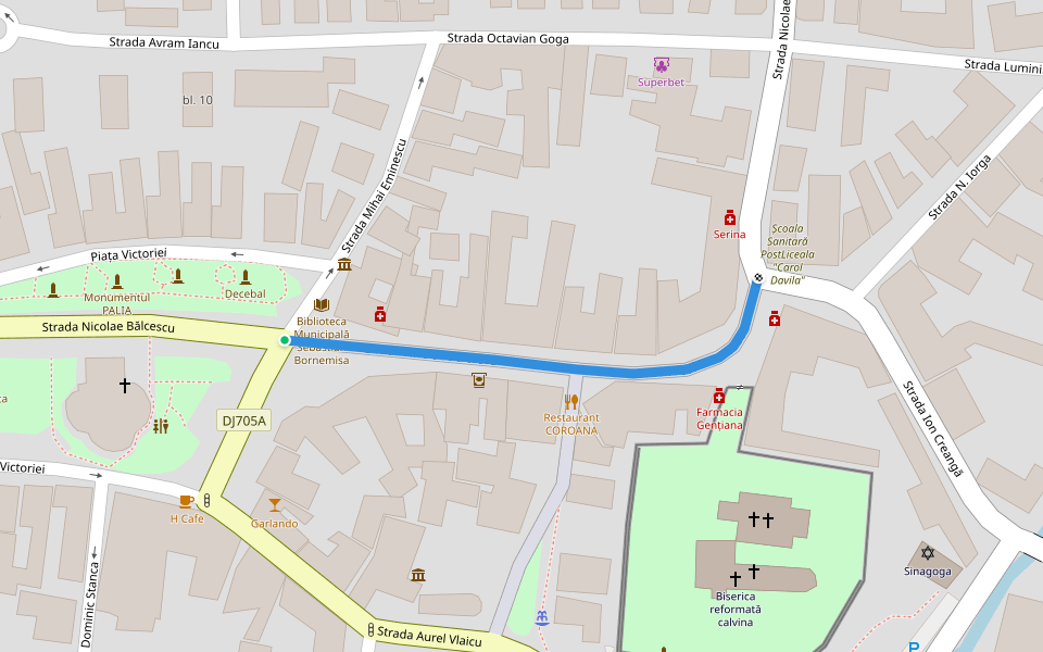 Strada Nicolae Bălcescu walking route map in Orăștie