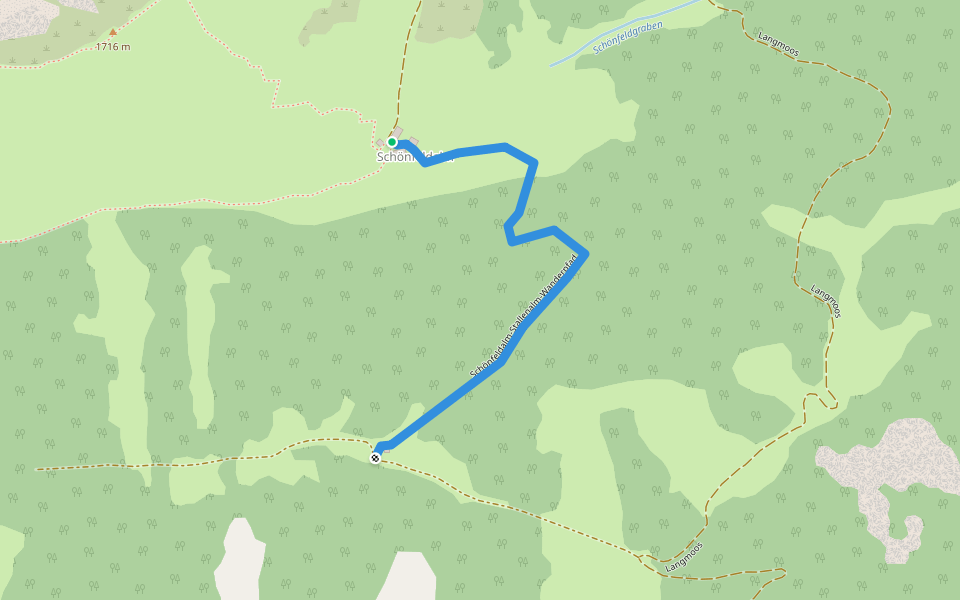 Schönfeldalm-Stallenalm-Wanderpfad walking route map in Almen
