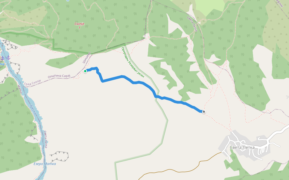 Света Петка - Трло walking route map in Dolna Matka