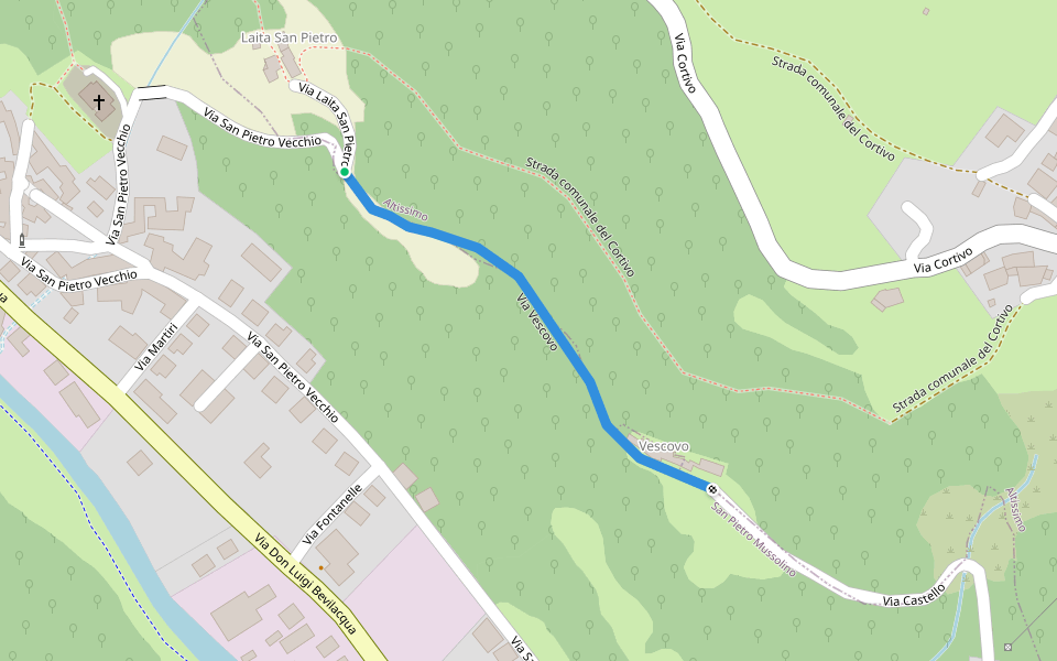 Via Vescovo walking route map in San Pietro Vecchio