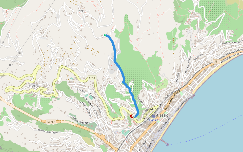 Mulattiera di Vegliasco walking route map in Vegliasco