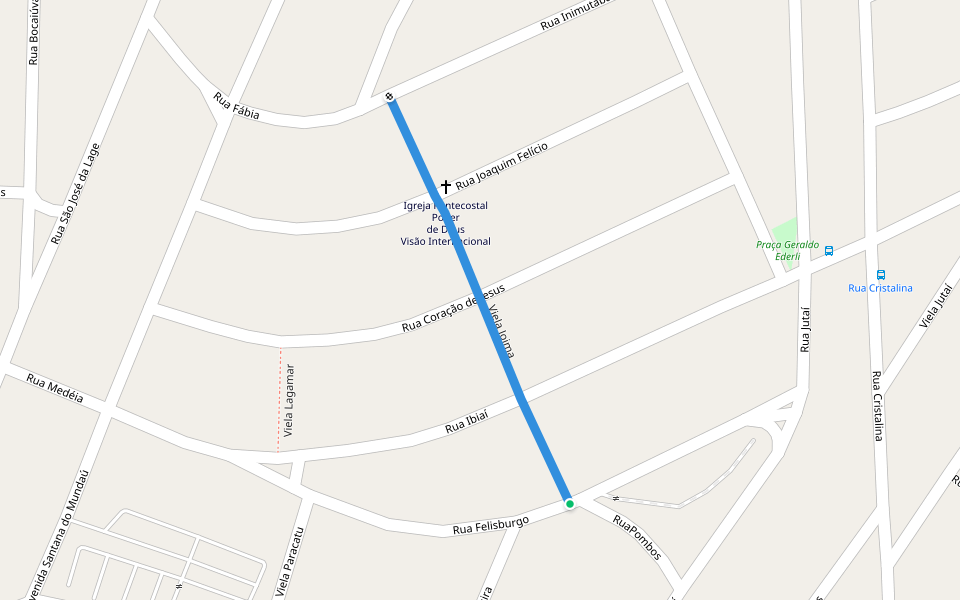 Viela Joima walking route map in Guarulhos