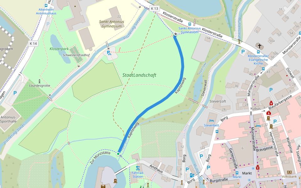 Kapitelweg walking route map in Lüdinghausen