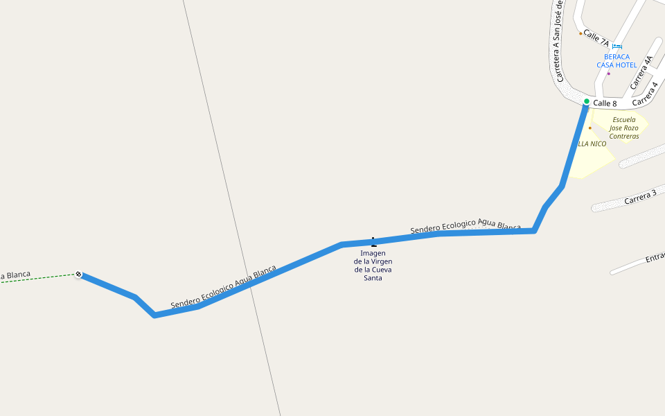 Sendero Ecologico Agua Blanca walking route map in Los Patios