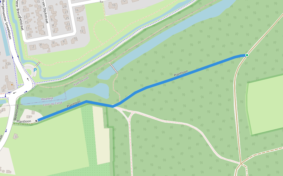 Plantloon walking route map in Waalwijk