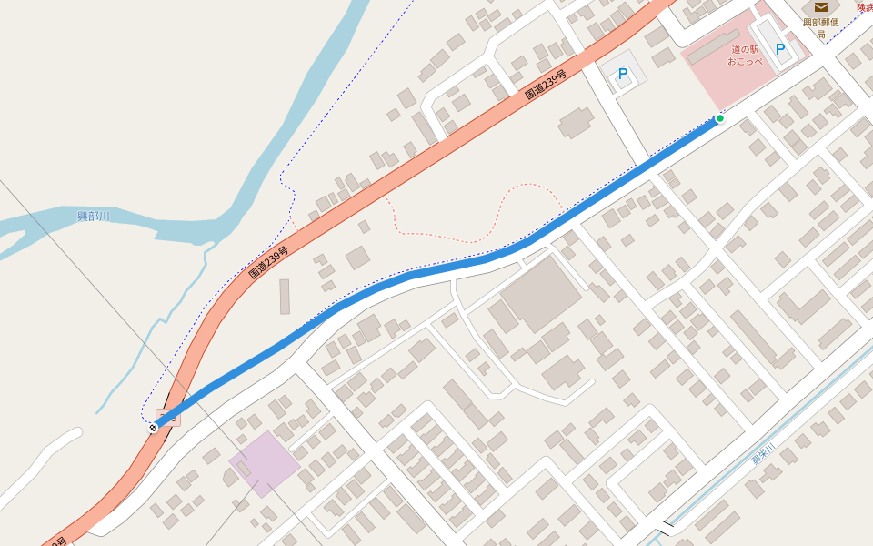名寄本線 walking route map in Okoppe