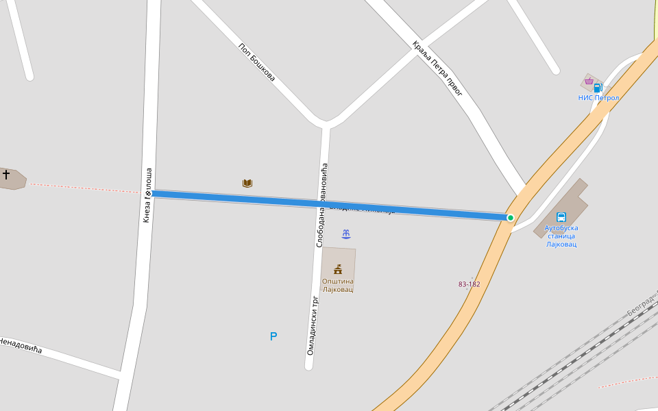 Владике Николаја walking route map in Lajkovac