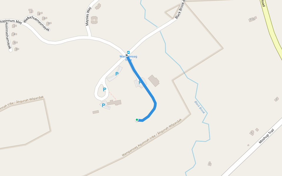 Community Center Road walking route map in Aquinnah