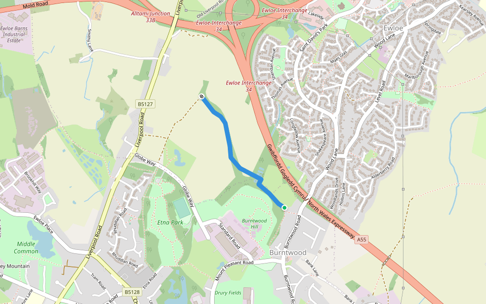 Buckley Heritage Trail walking route map in Buckley
