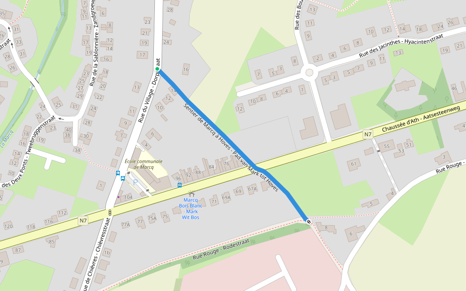 Sentier de Marcq à Hoves walking route map in Enghien