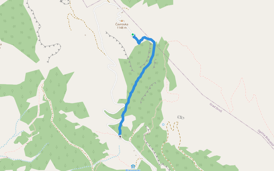 Promina walking route map in Velušić
