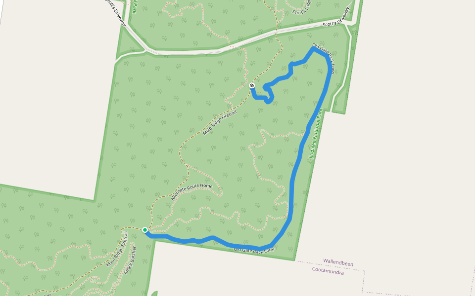 Old Gate Back Loop walking route map in Cootamundra