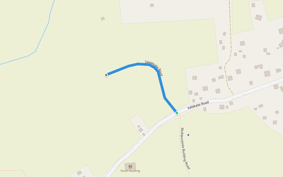 Savakkalai Road walking route map in Batticaloa