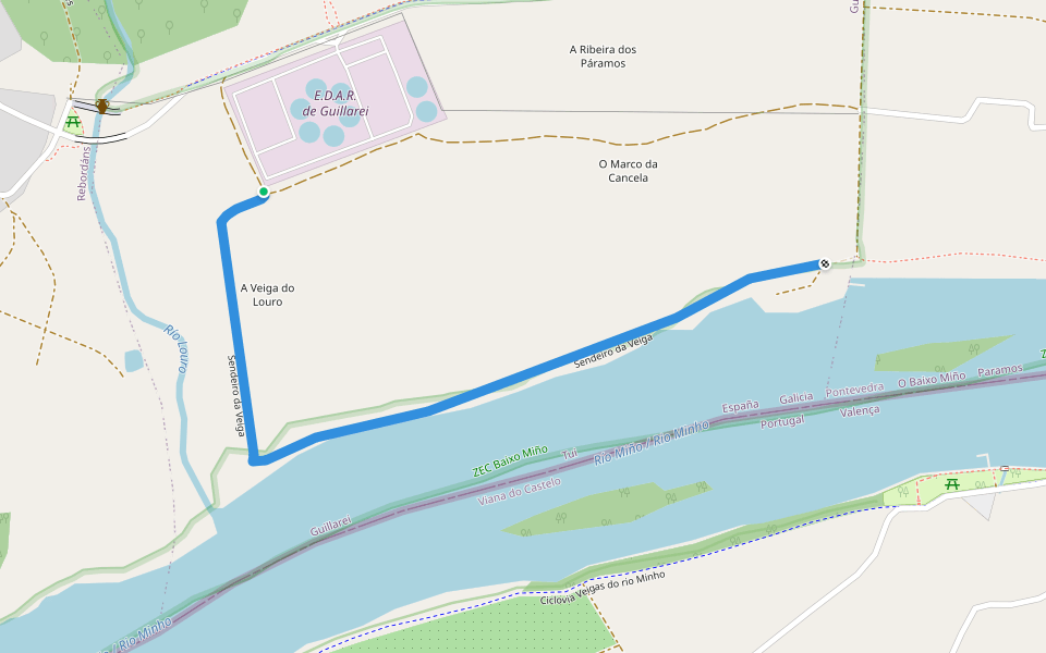 Sendeiro da Veiga walking route map in Tuy