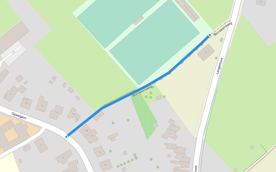 Borrekensweg walking route map in Erpe-Mere