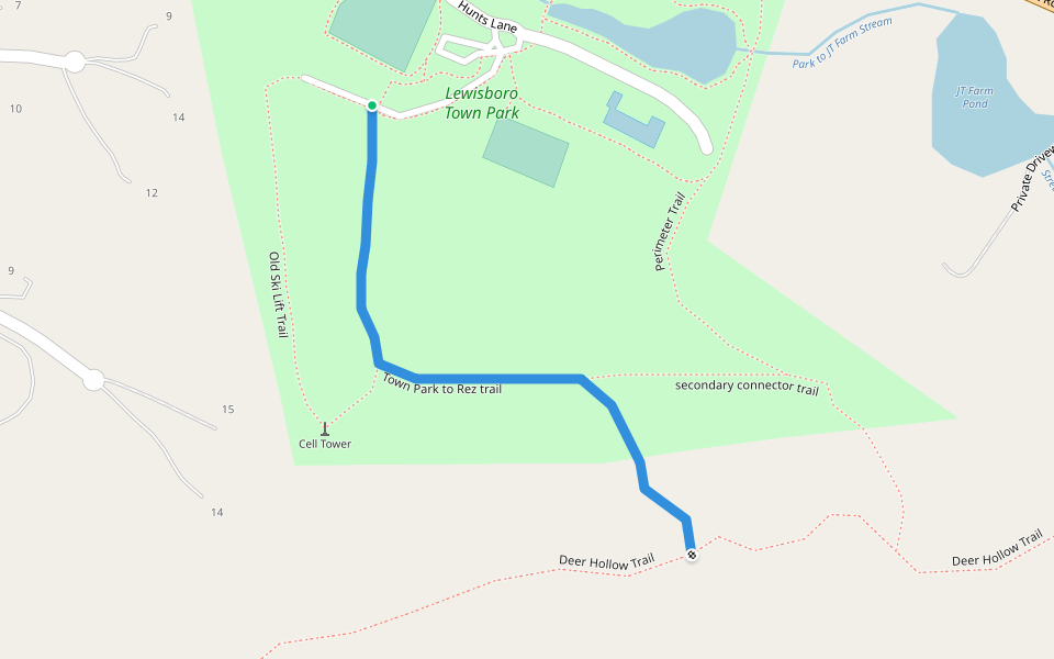 Town Park to Rez trail walking route map in Cross River