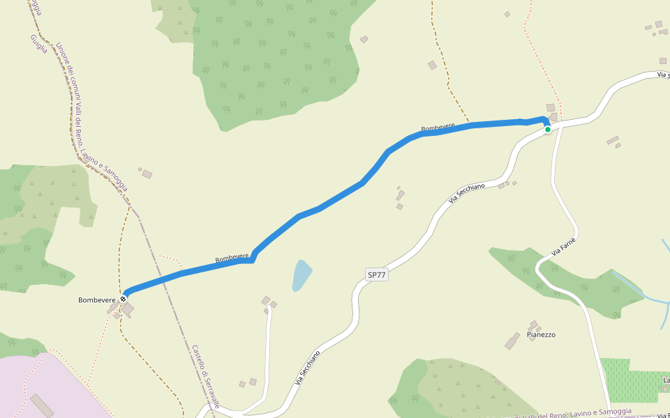 Bombevere walking route map in Castello di Serravalle