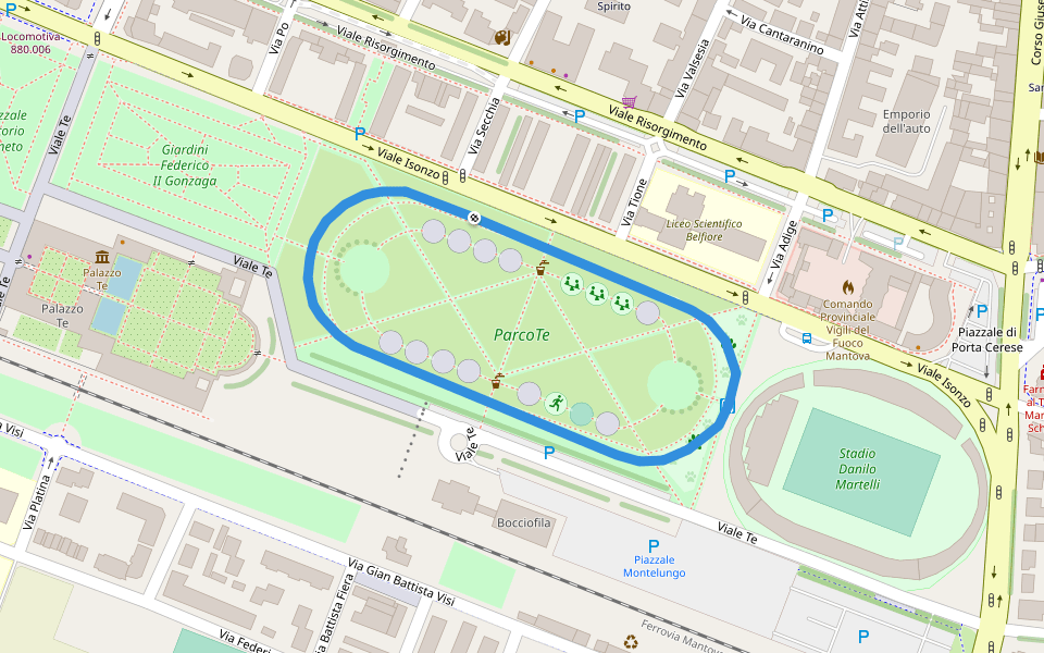 ippodromo walking route map in Mantova