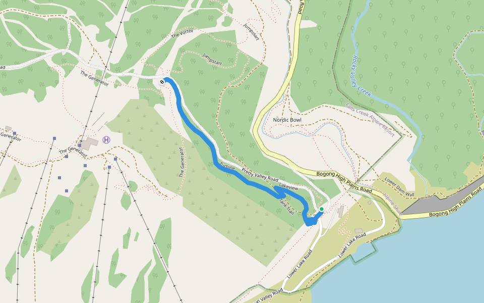 Turbine walking route map in Falls Creek