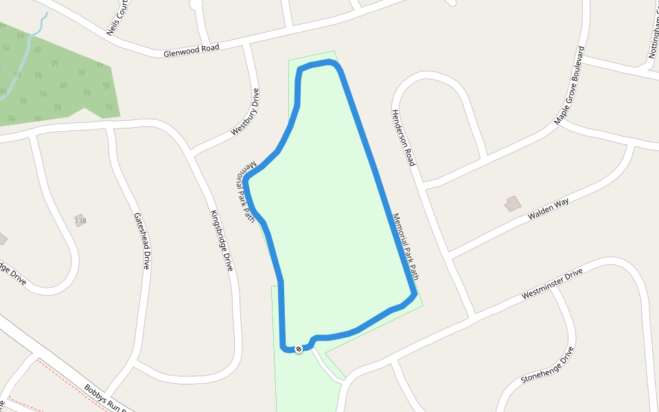 Memorial Park Path walking route map in Lumberton Township