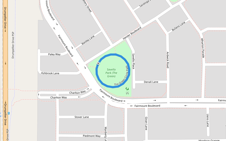 The Green Circle Path walking route map in Brabham