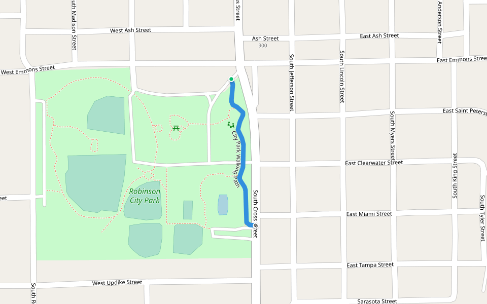 City Park Walking Path walking route map in Robinson
