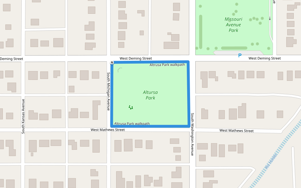 Altrusa Park walkpath walking route map in Roswell