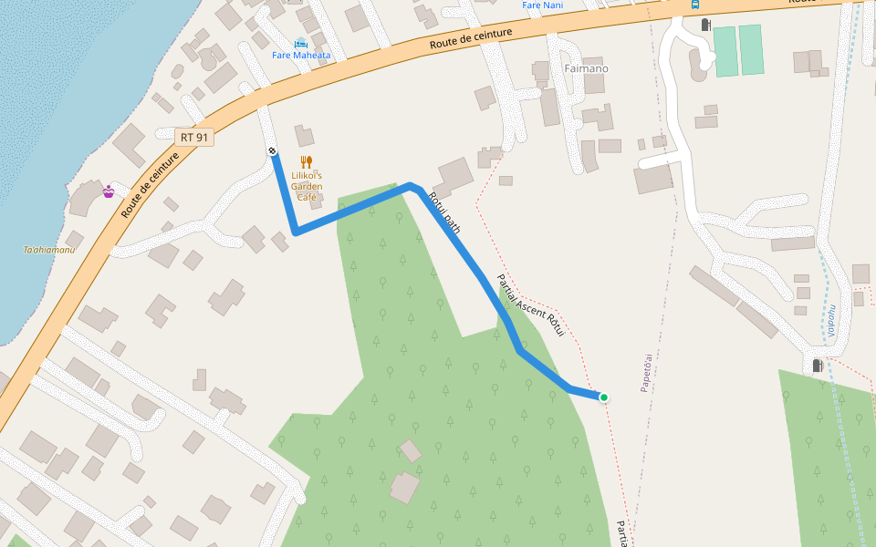 Rotui path walking route map in Moorea-Maiao
